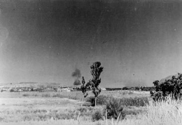 Date: between 1939-1945
Ref: DA-01154
Landscape at Khania, Crete, during World War II. Smoke in the background rises from an unidentified ship in Suda Bay. Taken by an unidentified photographer.