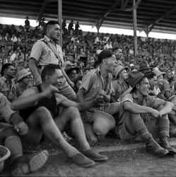 Sonny Sewell (2nd from right, front group), 28th (Maori Battalion), Sports Day, North Africa